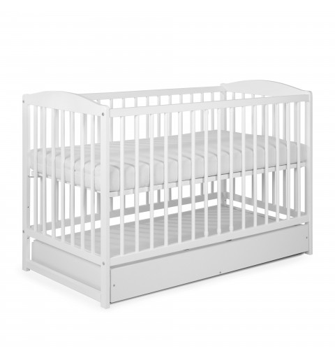 Tomi 5 - łóżeczko dziecięce z szufladą, drewniane 120x60 | Biały